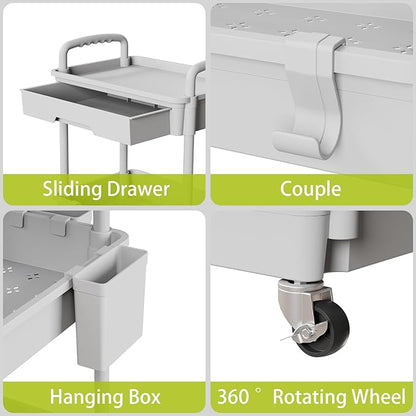 Sorgion 5 Tier Rolling Cart Organizer,Bathroom Cart Organizers with Wheels Laundry Room Organization Mobile Shelving Unit Utility Cart Storage Shelves Multi-Functional for Office, Home(Grey)