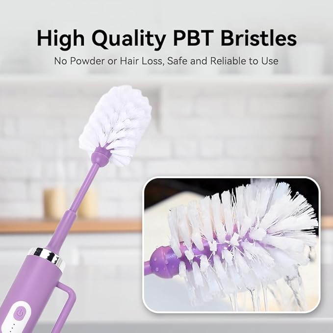 Electric Bottle Brush Cleaner with Straw Brush, 2 in 1 Long Handle Bottle Cleaning Brush for Stanley Cups, Sports Bottles, Baby Bottles, Mugs, Tumblers and Straws