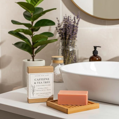 Nature Skin Shop Caffeine Shampoo Bar for Hair Growth and Thinning, with Tea Tree Oil for Oily, Itchy & Dandruff Prone Scalp, Sulfate-Free, Energizing Scalp Detox