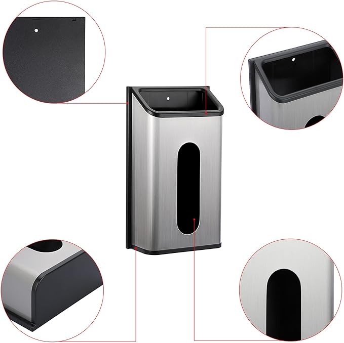 Sumnacon Grocery Bag Dispenser Wall Mount Stainless Steel Bag Dispenser for Plastic Bags Sturdy Grocery Bag Holder with Screws Adhesives Decorative Plastic Bag Holder for Kitchen Pantry Cabinet
