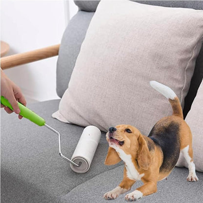 Leo 6.3-Inch Wide Lint Roller with 12-Inch Handle, Dog Hair Roller for Pet Cat Hair Removal, Super Sticky Roll Floor Refill, Leo Cleaning Roller Refill, 1 Roller with 90 Sheets Total, Ergonomic Design