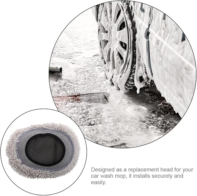 2pcs Car Wash Brush Mop Kit with Soft Scratch-Free Chenille Replacement Heads, Long Handle Extendable Car Cleaning Brushes for Exterior Care and Garage Use