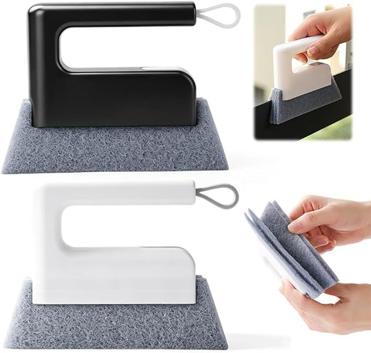 2 Pack Magic Window Track Cleaner, Window Groove Cleaning Brush Set with 4 Replacement Pads for Sliding Door Tracks, Window Slides,Car Vents Deep Cleaning Tools for Hard-to-Reach Gaps (White+Black)