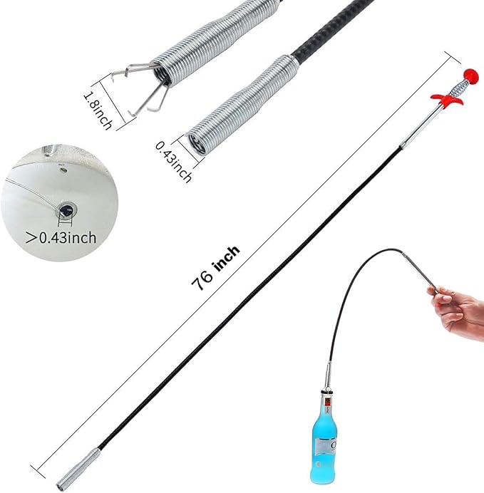 (76 inch) Drain Snake, Drain Clog Remover - Gutter Cleaning Tools Cleaner for Toilet Sewer Shower Kitchen Bathroom Tub Tool