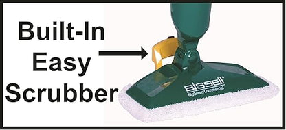 Bissell Commercial-BGST1566 Steam Mop Power Steamer, 12.5" wide, comes with Two soft pads for every day and one scrubby pad for heavy messes,Green