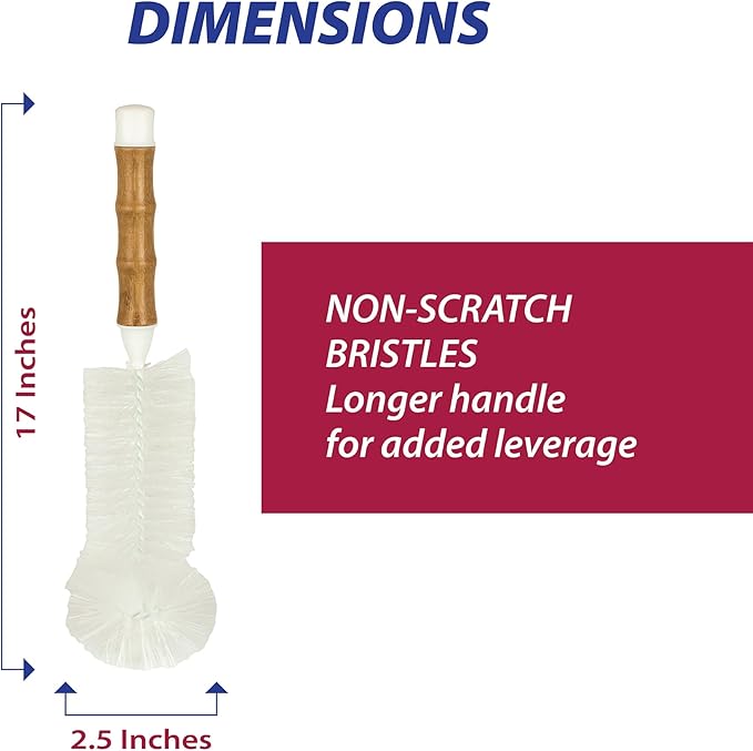 HIC Kitchen Bamboo Water Bottle Brush, Natural Bamboo with Non-Scratch Bristles