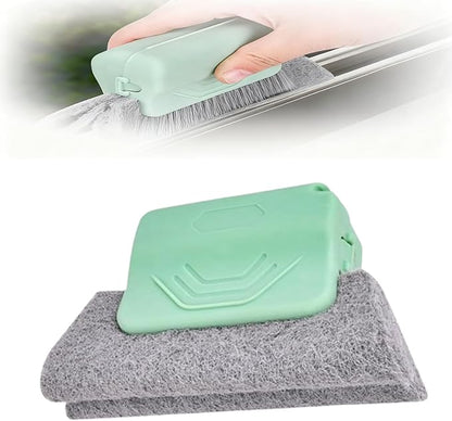 Magic Window Track Cleaner, Window Groove Cleaning Brush Hand-held Magic Windows Track Cleaner Tools Set Creative Cleaner Brushes Tools for Window lides Gaps, Sliding Door Tracks (Green, 1pcs)