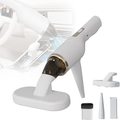 Cordless Car Vacuum Cleaner with UV Light, 2-in-1 Suction & Blower, Mini Handheld Vacuum with HEPA Filter, LED Light, 4 Nozzles for Deep Cleaning Home, Sofa, Pet Hair, Keyboard (White)