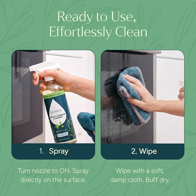 Puracy All Purpose Cleaner Spray – Plant-Powered Multi-Surface Cleaner - Surface Cleaner Solution As Seen on TikTok (Green Tea & Lime, 16 fl oz, 1 Pack)