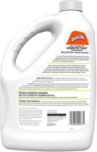 SC Johnson Professional FANTASTIK Disinfectant Multi-Surface Cleaner 1 Gallon, Pack of 4