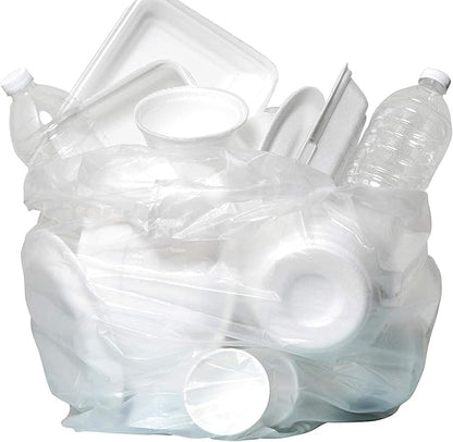 Aluf Plastics High Density Trash Bags, 60 Gallon, 200 Count, 14 Micron (eq), 38" x 60", Clear, for Bathroom, Office, Industrial, Commercial, Janitorial, Municipal, Recycling
