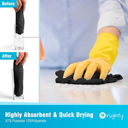 Orighty Microfiber Cleaning Cloth, 600 Pack Highly Absorbent Cleaning Rags, Household Cleaning Supplies, Reusable Microfiber Towels Lint Free Cloths for House, Kitchen, Car Care, 12x11 inch, Black