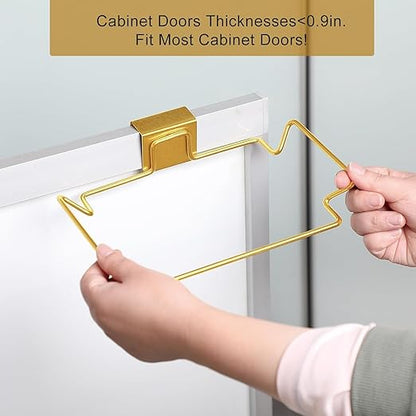 2 Pcs Large Stainless Steel Trash Bag Holder for Kitchen Cabinets Doors and Cupboards, Under Sink, Garbage, Kitchen Waste Can, Trash Cans, Gold