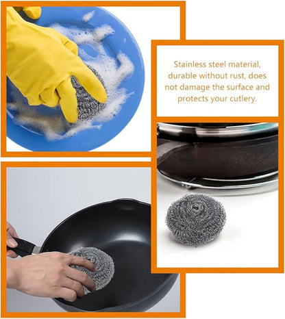 15pcs Stainless Steel Scrubber Pot Cleaning Balls Set, Metal Dish Brush Scrubbers for Kitchen Supplies, Sturdy Home Pot Washing Tool for Grill and Pan Cleaning