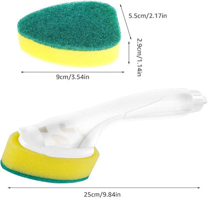 Non Scratch Dishwand Refill with Handle Dishwand Refills Handle with 7 Replacement Sponge Heads Dish Wand Refill Pack Soap Dispenser Scrubbers Dishwasher Cleaning Tool