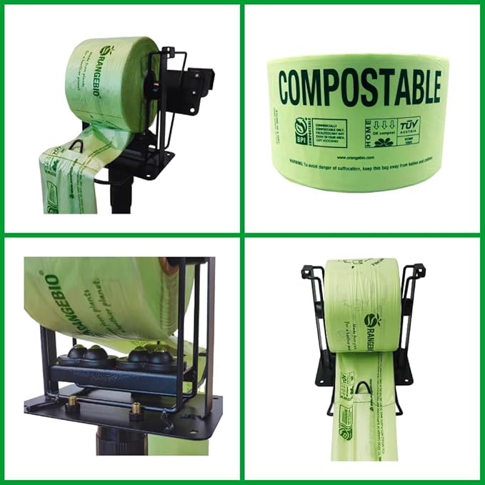 OrangeBio Compostable Produce Bags, 15 x 18 Inches, 1000 Count (250 Bags/Roll, 4 Rolls/Box), Holds Up to 20 lbs, BPI Certified ASTM D6400 & TÜV OK Compost Home Certified