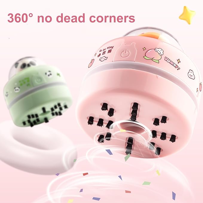 Talent Star Mini Desktop Vacuum Cleaner, Portable Battery Powered Vacuum Cleaner for Desk Cordless 360-degree Rotatable Desktop Vacuum for Cleaning Eraser Crumbs Hairs Crumbs Keyboard Pink