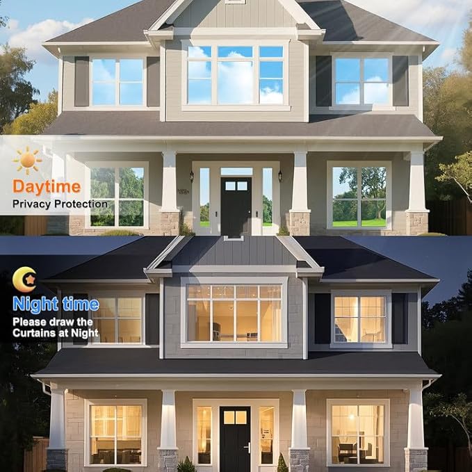 MAGIDEKOR Window Privacy Film One Way, Reflective Mirror Window Film Daytime Privacy, UV Sun Blocking Heat Control Static Cling, Window Tint for Home Office - 17.5 Inch X 6.5 Feet