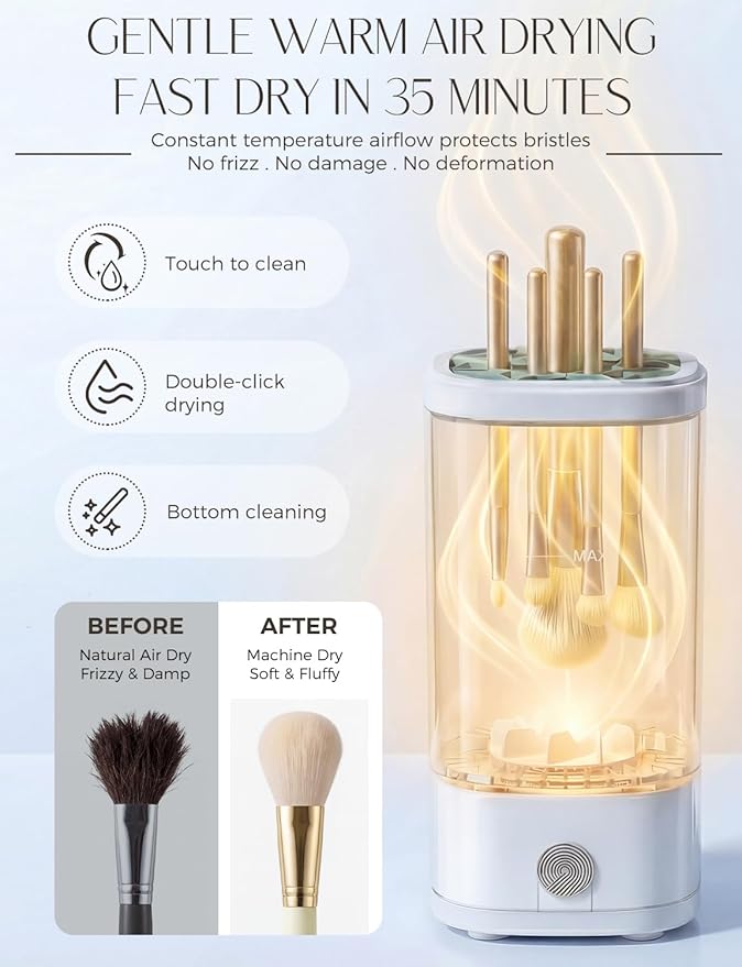 Electric Makeup Brush Cleaner Machine,3 in 1 Makeup Brush Cleanser & Washer,Cleaning Tool,Cosmetic Brushes Cleaners Cleaning For All Size Beauty Makeup Brush Set,Eyeshadow, Blush Brush. (White)