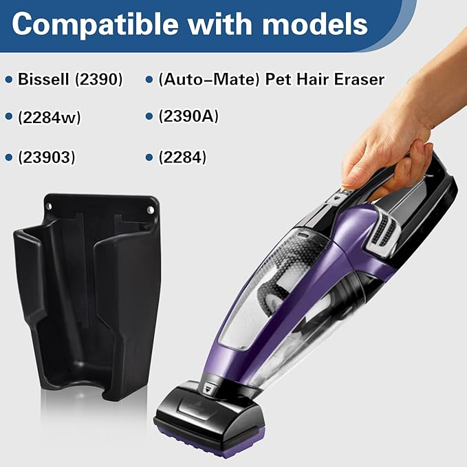 Wall Mount for Bissell Pet Hair Eraser Handheld Vacuum | Compatible with Models 2390, 2390A, 2284W, 23903 & Auto-Mate