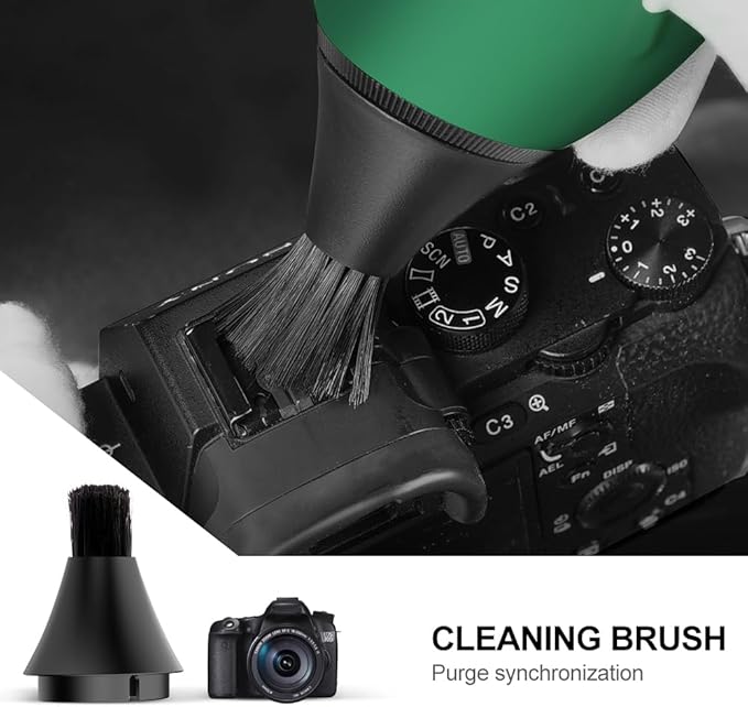 Electric Air Blower Kit, with 4 Soft Tip Silicone Replacable Nozzles, Mechanism Dust Blower and Vacuum Cleaner, Professional Air Blaster for Camera Sensor CCD CMOS (Green)