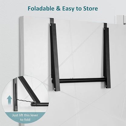 Optish Foldable Over The Door Clothes Hanger, Space Saving Small Clothes Rack Door Hangers for Clothing, 2Pack, Black