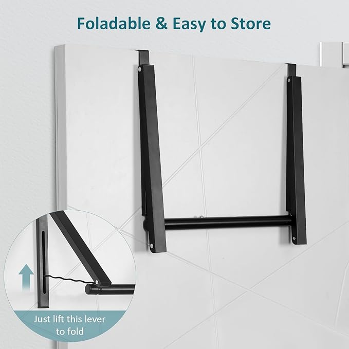 Optish Foldable Over The Door Clothes Hanger, Drying Rack for Coat, Space Saving Small Clothes Rack Door Hangers for Clothing, Black