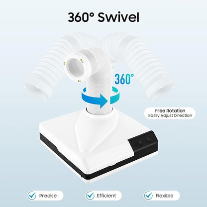 Nail Dust Collector, 2 in 1 Powerful Mini Desktop Vacuum Cleaner with Fan & LED Light, 60W Manicure Dentist Polishing Dust Suction Machine with Large Caliber Hose for Dental Lab Nail Salon (White)