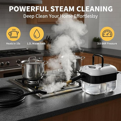 2026 Handheld Steam Cleaner, 2500W High Pressure Portable Steam Cleaner, 229°F High Temperature Pressurized Steam Cleaner with Brushes for Home, Tile, Grout, Car, Kitchen & Furniture Cleaning (Red)