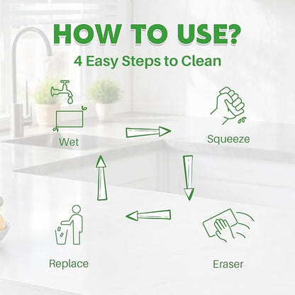 52 PCS Magic Sheet Eraser Sponge, GRS Certified, Ultra Thin for Cleaning Hard-to-Reach Place, Disposable & Portable, Deep Clean with Water Only for Cup Plate Sink Kitchen Bathroom