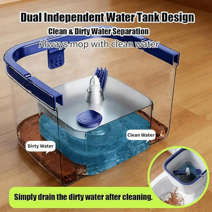 Microfiber Spin Mop Bucket Cleaning System with Wringer, 52''Long Handle & 4 Flat Mop Pads Replacement, Lazy Home Essentials for Wet Dust Hardwood Wood Wall Floor Household Cleaner Tools Set