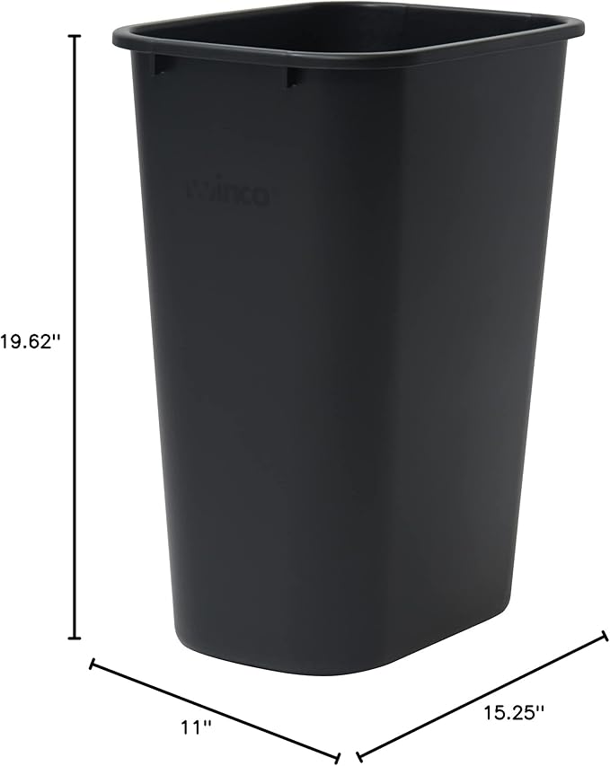 Winco Waste Basket for Home and Office, 10 Gallon, Black