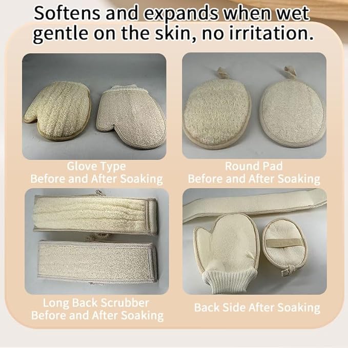 Natural Loofah Loofah Sponge loofahs for Travel Bath Sponge, Loofahs for Travel, Loofahs for Women and Men, Dishcloth Kitchen Cloth (2 Pack) (S)