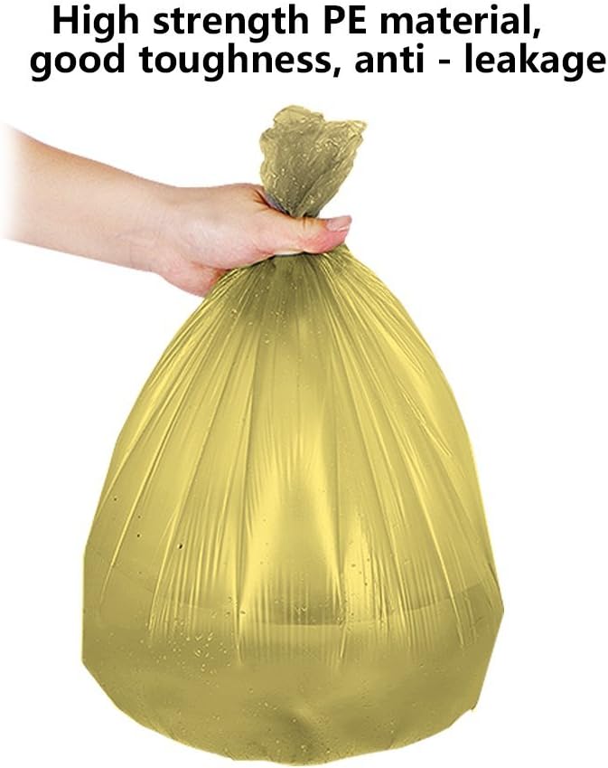 5 Rolls Small Trash Garbage Bags,4 Gallon Strong Thin Material Disposable Kitchen Garbage Bags,Durable Plastic Trash Bags for Office Home Bedroom Garden Waste Bin, 100 Counts (Golden)