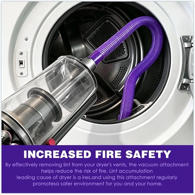 Dryer Vent Cleaner Kit for Dyson V15 V12 V11 V10 V9 V8 V7, Hose Attachment Flexible Crevice Drum Lint Brush Trap Cleaning Tool Kit, 4 Piece