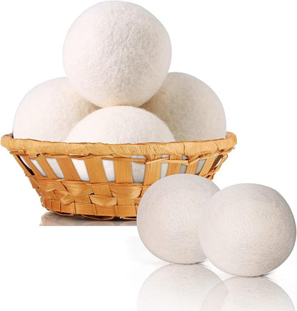 Wool Dryer Balls Organic 6 Pack XL,Handmade Dryer Balls,100% New Zealand Wool Natural Fabric Softener,Reusable 1000 Loads,Shorten Drying Time & Reduces Wrinkles