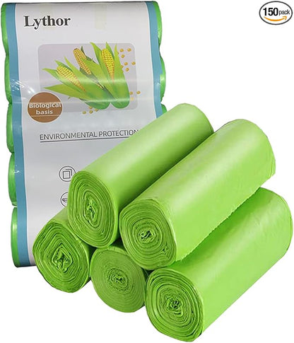 Compostable Trash Bags, 1.2 Gallon Small Disposable Compost Bags 150 Count Garbage Bags Made from PSM Starch-Based for Kitchen Bathroom Bedroom Office Trash Can (1.2 Gallon, 150)