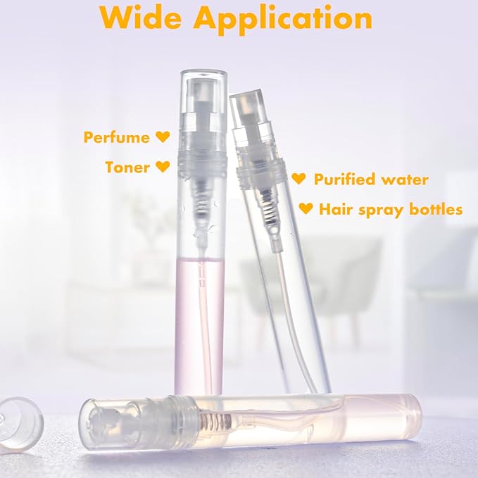 Chiallco Mini Perfume Sample Bottles, 10 Pack 5 ml Plastic Small Perfume Spray Bottle, Fine Mist, Portable Perfume Travel Refillable Bottle, Upgraded atomizer sprayer for perfume, Clear