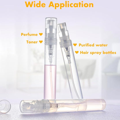 Chiallco Mini Perfume Sample Bottles, 10 Pack 5 ml Plastic Small Perfume Spray Bottle, Fine Mist, Portable Perfume Travel Refillable Bottle, Upgraded atomizer sprayer for perfume, Clear