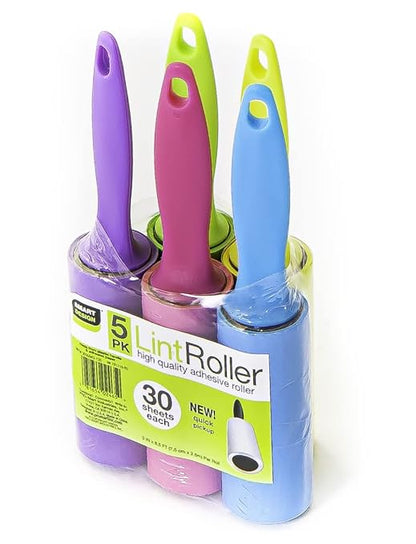 Smart Design Mini Lint Rollers – Set of 5, 150 Sheets Total – Easy-to-Use Lint Roller for Pet Hair Removal, Cleaning Floors, Carpet, Cars & Other Debris