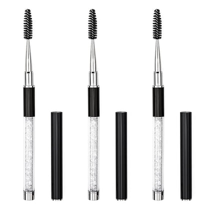 G2PLUS 3PCS Eyebrow Brushes with Cap, Portable and Bendable Brow Brush, Eyelash Mascara Brushes Wands Applicator Makeup Tools for Eyelash Extensions and Eyebrow Comb (Black）