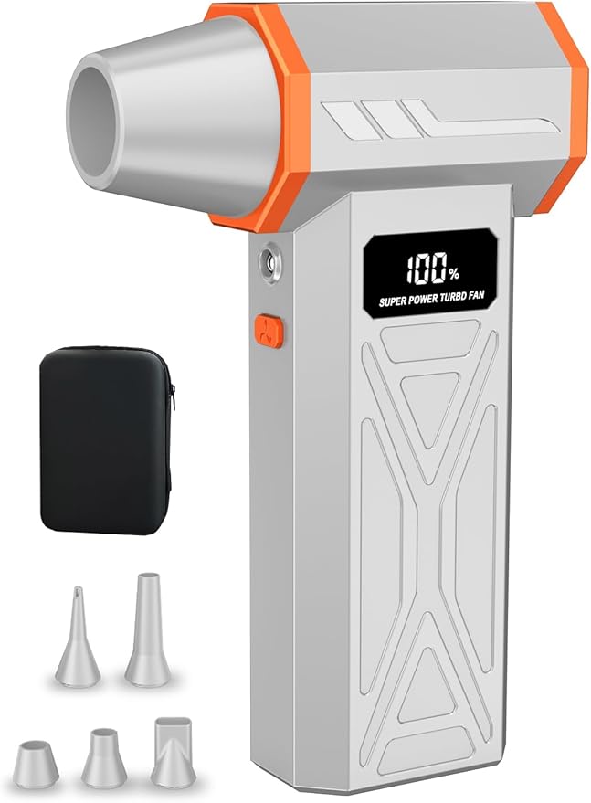 AS-S50 Electric Air Duster-130000RPM Super Power Cordless Air Duster, 4-Gear Adjustable Mini Blower with Fast Charging, Dust Blower for Computer, Keyboard, House, Outdoor and Car | Gray