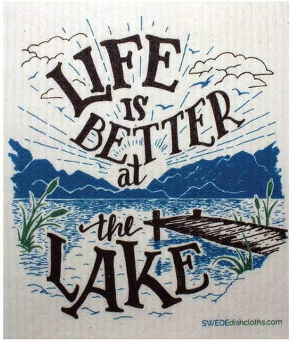 SWEDEdishcloths - Cellulose Sponge Dish Towels - Mixed Set of 3 (One of Each Design) Lake Life Swedish Dish Cloths