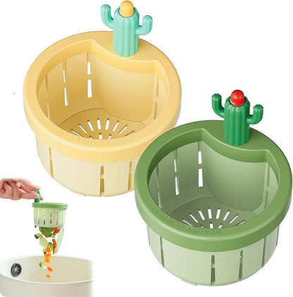 Cactus Kitchen Sink Drain Strainer, Cactus Sink Strainer, Automatic Pressing Sink Filter, Self-Cleaning Sink Strainer,Press Automatic Dumping Basket, Kitchen Sink Waste Collector Filter(2PCS)