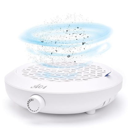 Nail Dust Collector 4500RPM Vacuum Fan Duster with Reusable Filter Compact Low Noise Powerful Vacuum Cleaner for Acrylic Gel Polished Nails, Nail Salon & Home Tool, White