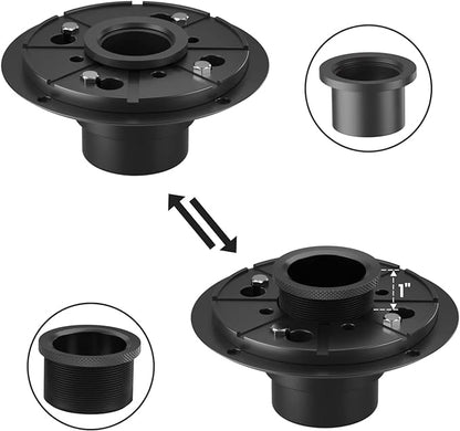EXF Square Shower Drain 4-3/8 Inch Matte Black, Stainless Steel Shower Floor Drain Kit with ABS Flange, Removable Cover Grid Grate, Hair Strainer