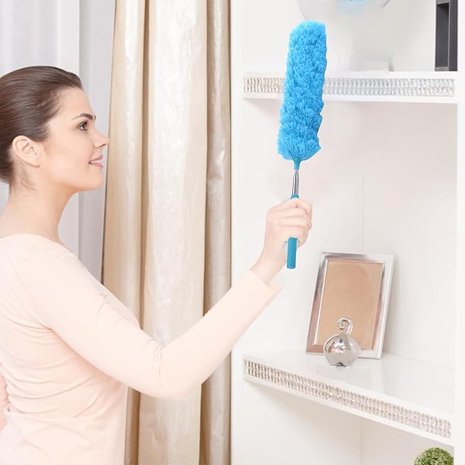 Fiber Dusting Brush, Multifunctional Extendable Dusting Wand, Washable Ceiling Duster, Cobweb Ceiling Duster with Extension Pole, Cleaning Feather Dusters for Cleaning Ceiling Fan Furniture