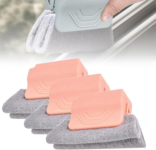 2026 New Magic Window Track Cleaner, Multipurpose Cleaning Brush for Window Grooves, Sliding Door Tracks, Tile Grout Lines, Shutter Slats, Car AC Vents, and Narrow Gaps (Pink-3pcs)