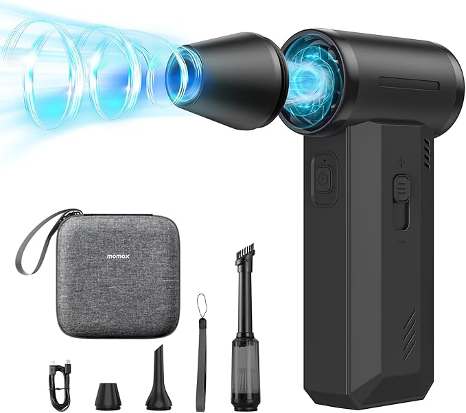 2-in-1 Electric Air Duster & Vacuum, 130,000 RPM Brushless Air Duster, 8KPA Car Vacuum 8000mAh Air Blower Wireless Handheld Vacuum for Car, Office and Home
