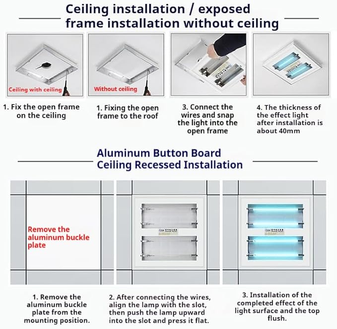 UV Light with Ozone,Wireless Remote Control & 3 Timer SettingsUV Lamp with 2 Quartz Tubes for 360° Coverage,Home Office Restaurant Hotel-Use When Unoccupied (US-007172W-Q)
